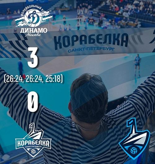 Женский волейбольный клуб «Корабелка» из Петербурга проиграл в матче Суперлиги московскому «Динамо»