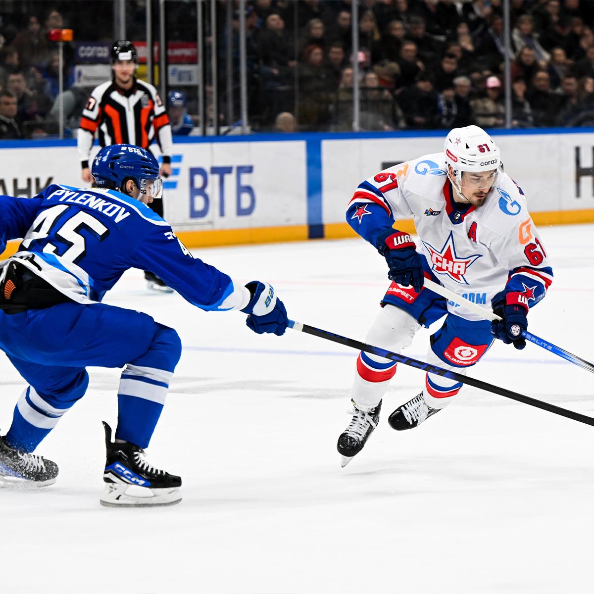 СКА в матче чемпионата КХЛ победил на выезде московское «Динамо»