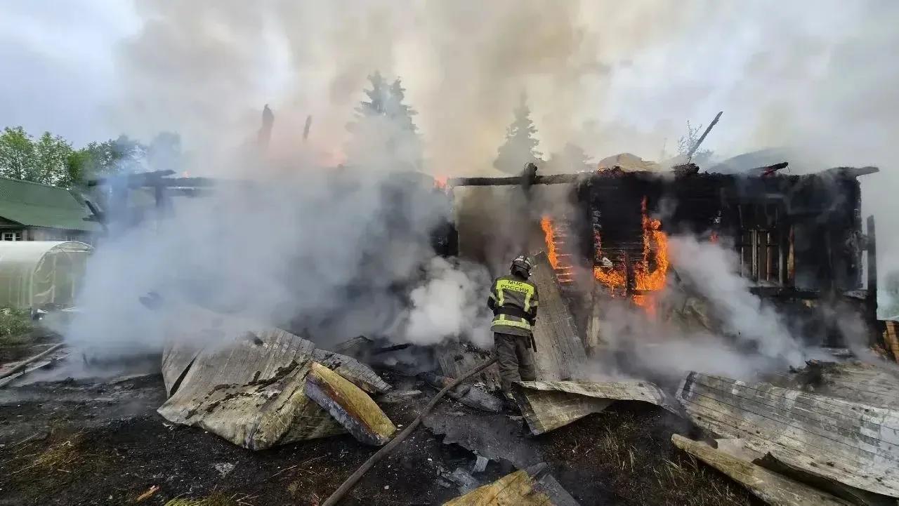 За сутки в Ленинградской области ликвидировали десять пожаров