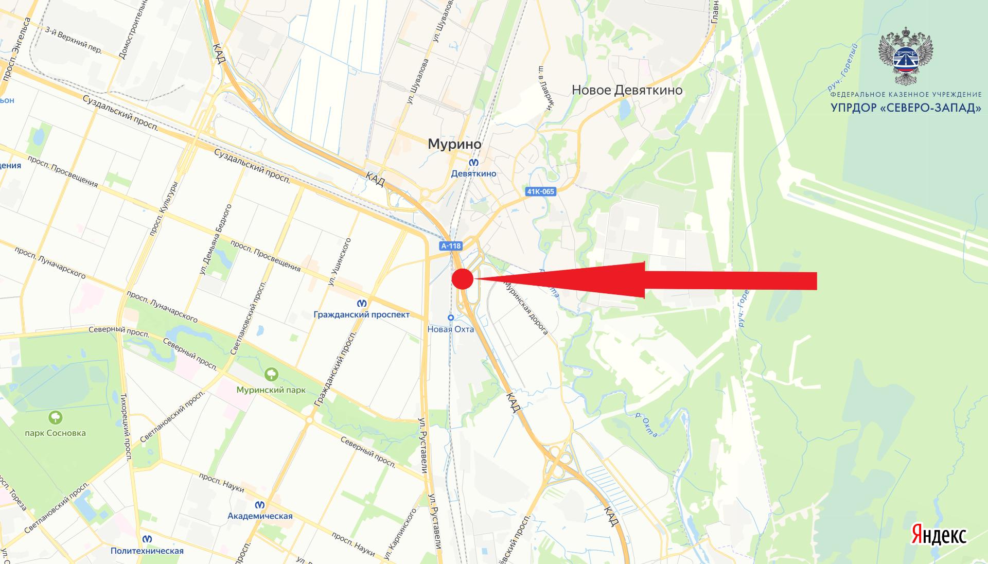На КАД в районе Мурино перекроют две полосы движения